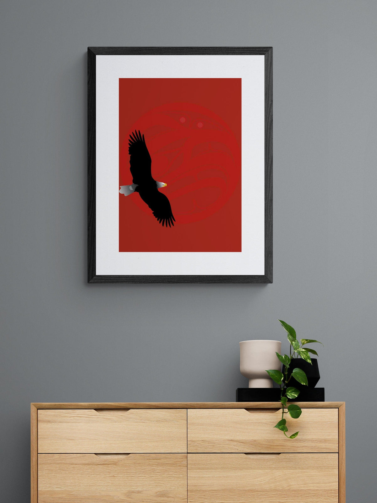 Aigle, lune rouge par Mark Preston, impression d'art autochtone, Premières Nations, Amérindiens, Tlingit, Territoire du Yukon, art encadré