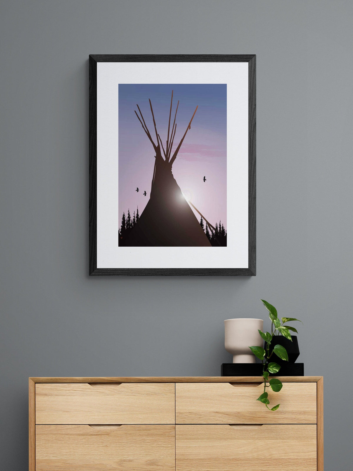 Tee Pee par Mark Preston, Estampe d'art autochtone, Premières Nations, Amérindiens, Tlingit, Territoire du Yukon, Art encadré