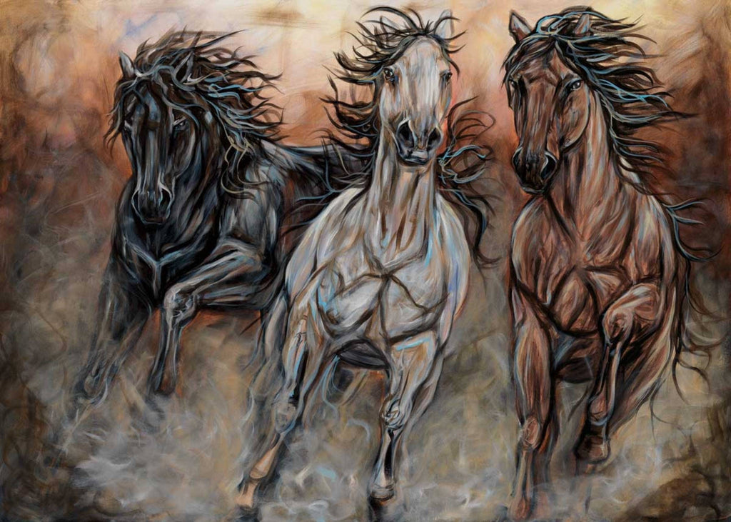 Tempête de sable par Amy Keller-Rempp, art de chevaux, impression d'art autochtone, Premières Nations, décor amérindien, Métis, art encadré