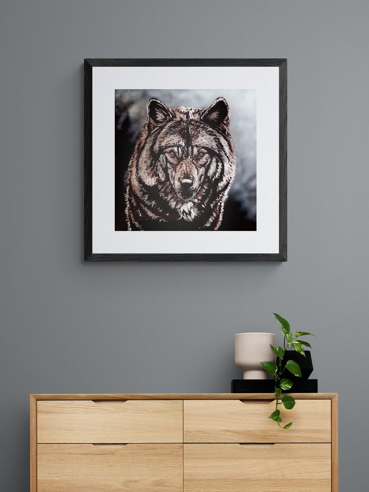 Fang par Amy Keller-Rempp, art du loup, impression d'art autochtone, Premières Nations, décor amérindien, Métis, art encadré
