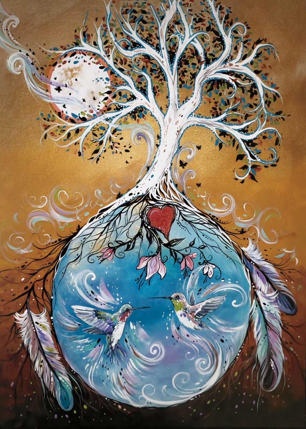 Tree of Life par Carla Joseph, gravure d'art autochtone, Premières Nations, Autochtones, Cri, Métis, art encadré