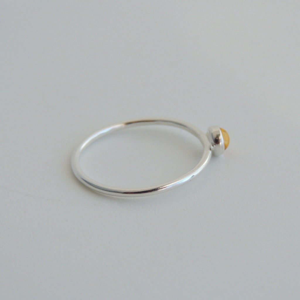 Citrine Stacking Ring Sterling Silver 4mm Bezel Set Stone