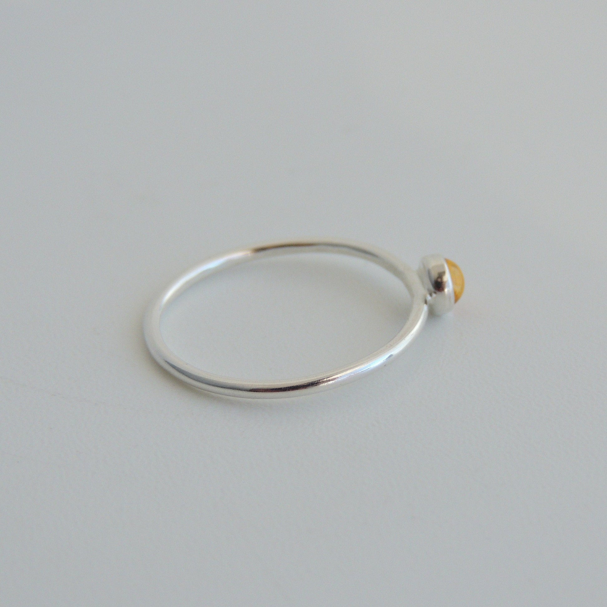 Citrine Stacking Ring Sterling Silver 4mm Bezel Set Stone