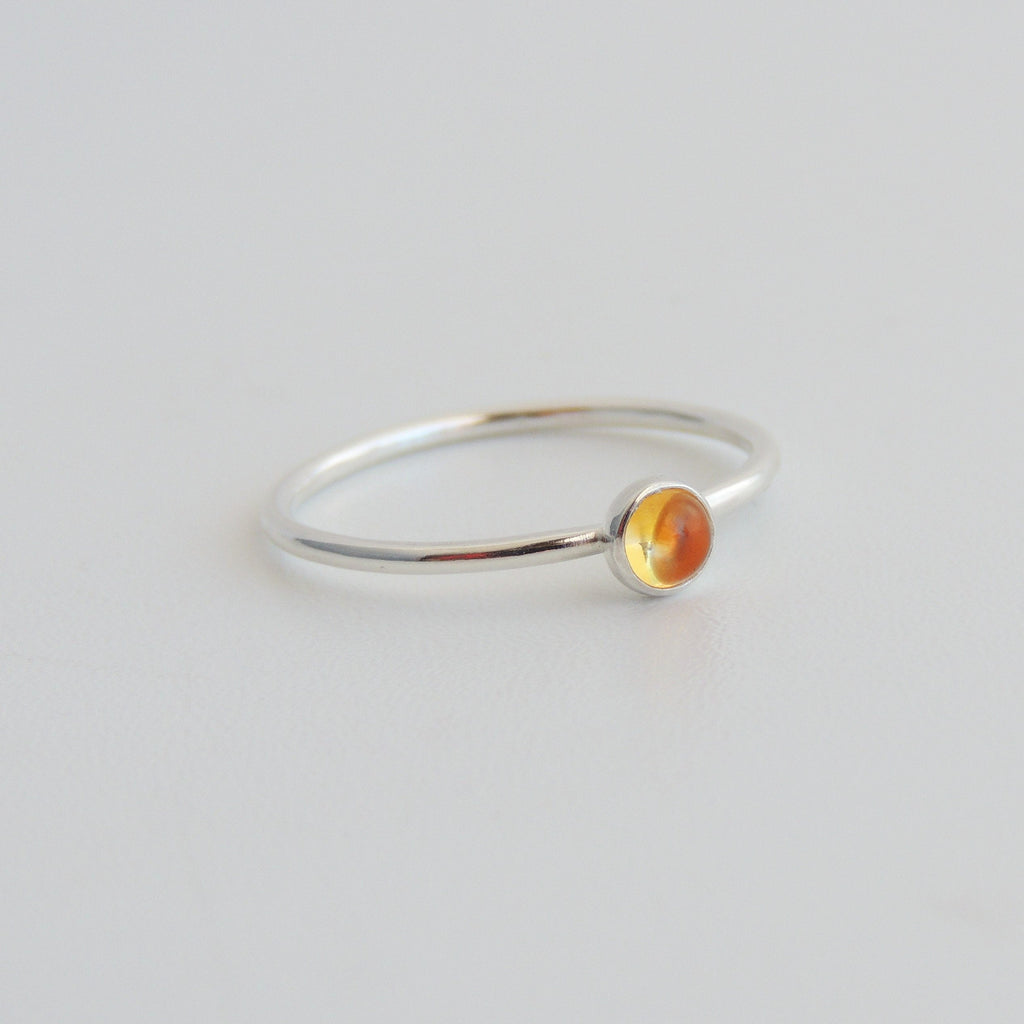 Citrine Stacking Ring Sterling Silver 4mm Bezel Set Stone
