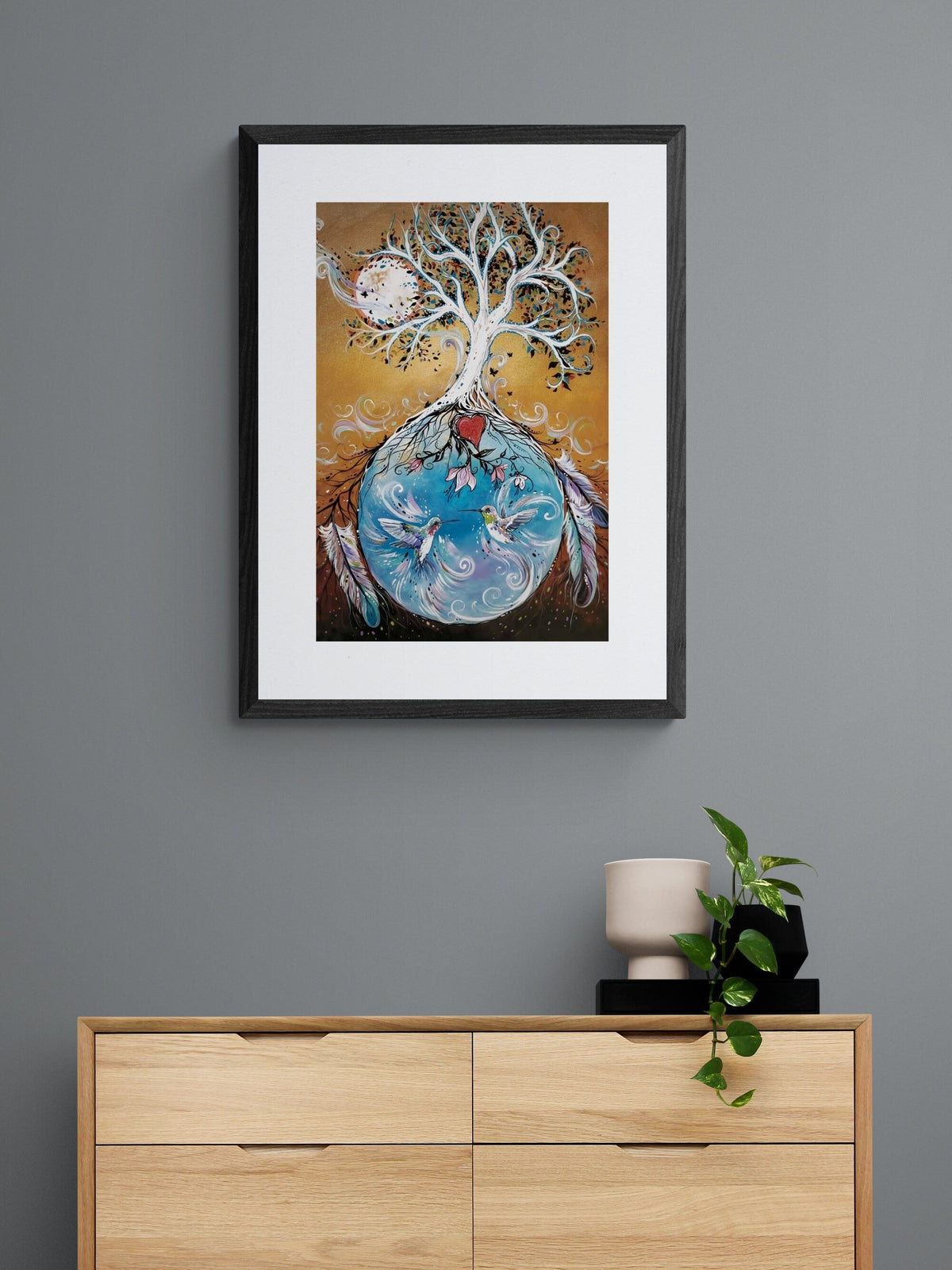 Tree of Life par Carla Joseph, gravure d'art autochtone, Premières Nations, Autochtones, Cri, Métis, art encadré