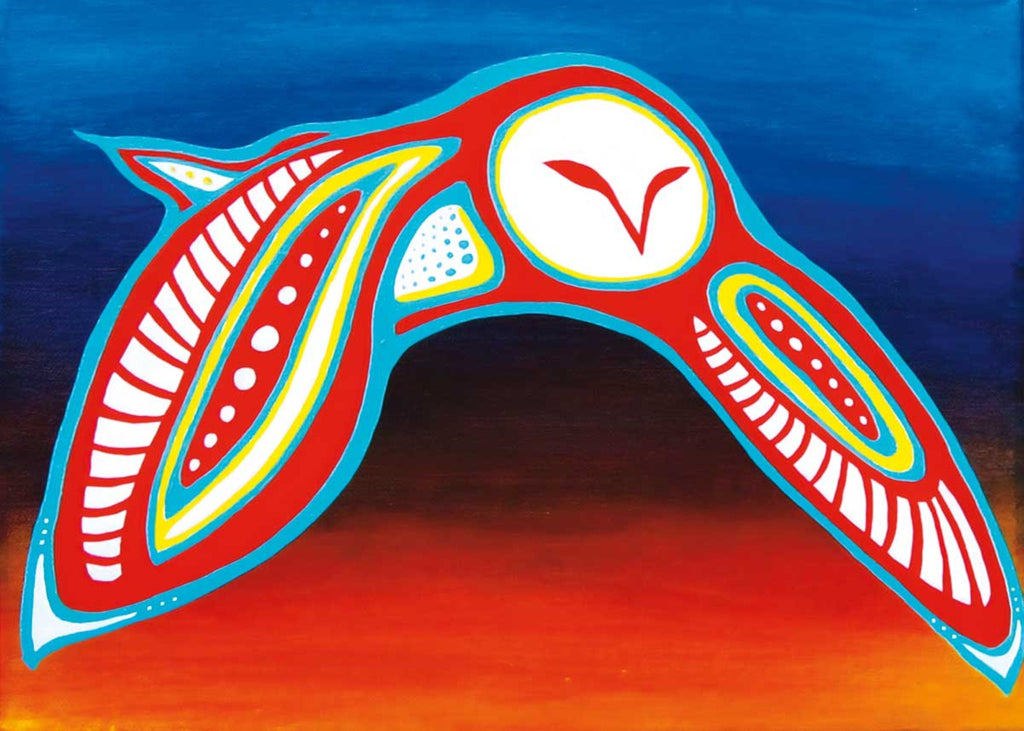 Hibou par Patrick Hunter, impression d'art autochtone, Premières Nations, Ojibwé, décor amérindien, œuvre d'art encadrée