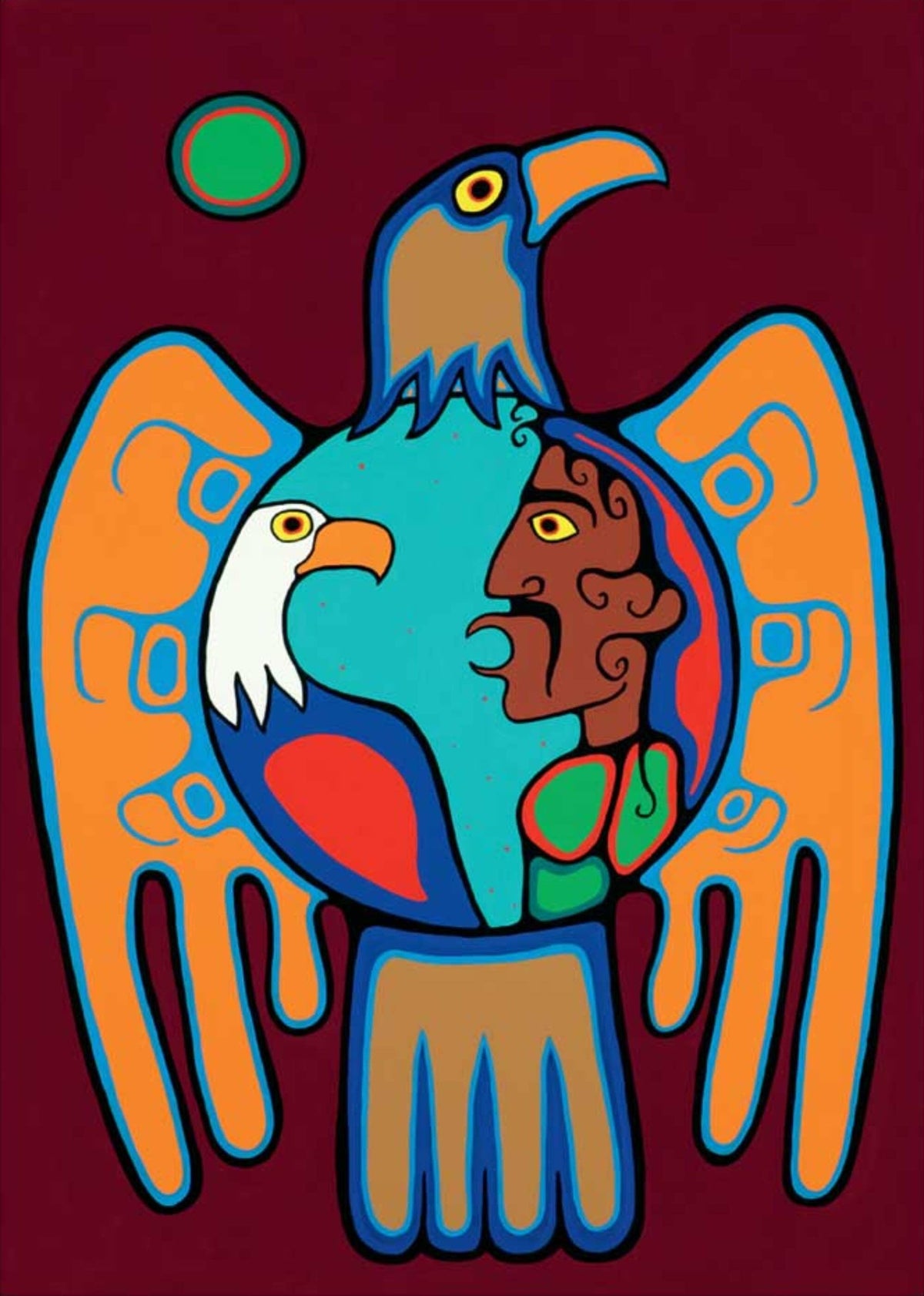 Shaman Talking to Eagle Spirit par Jim Oskineegish, gravure d'art autochtone, Premières Nations, culture Ahnisnabae, décor autochtone amérindien