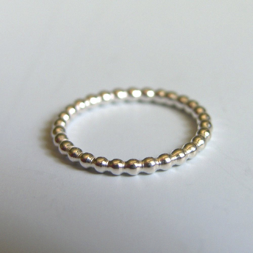 Sterling Silver Beaded Band Simple Sterling Silver Ring