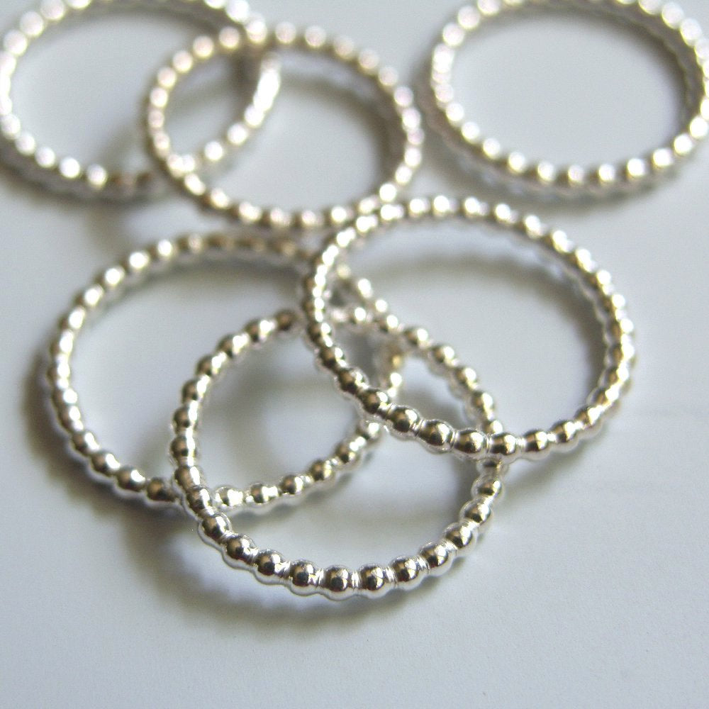 Sterling Silver Beaded Band Simple Sterling Silver Ring
