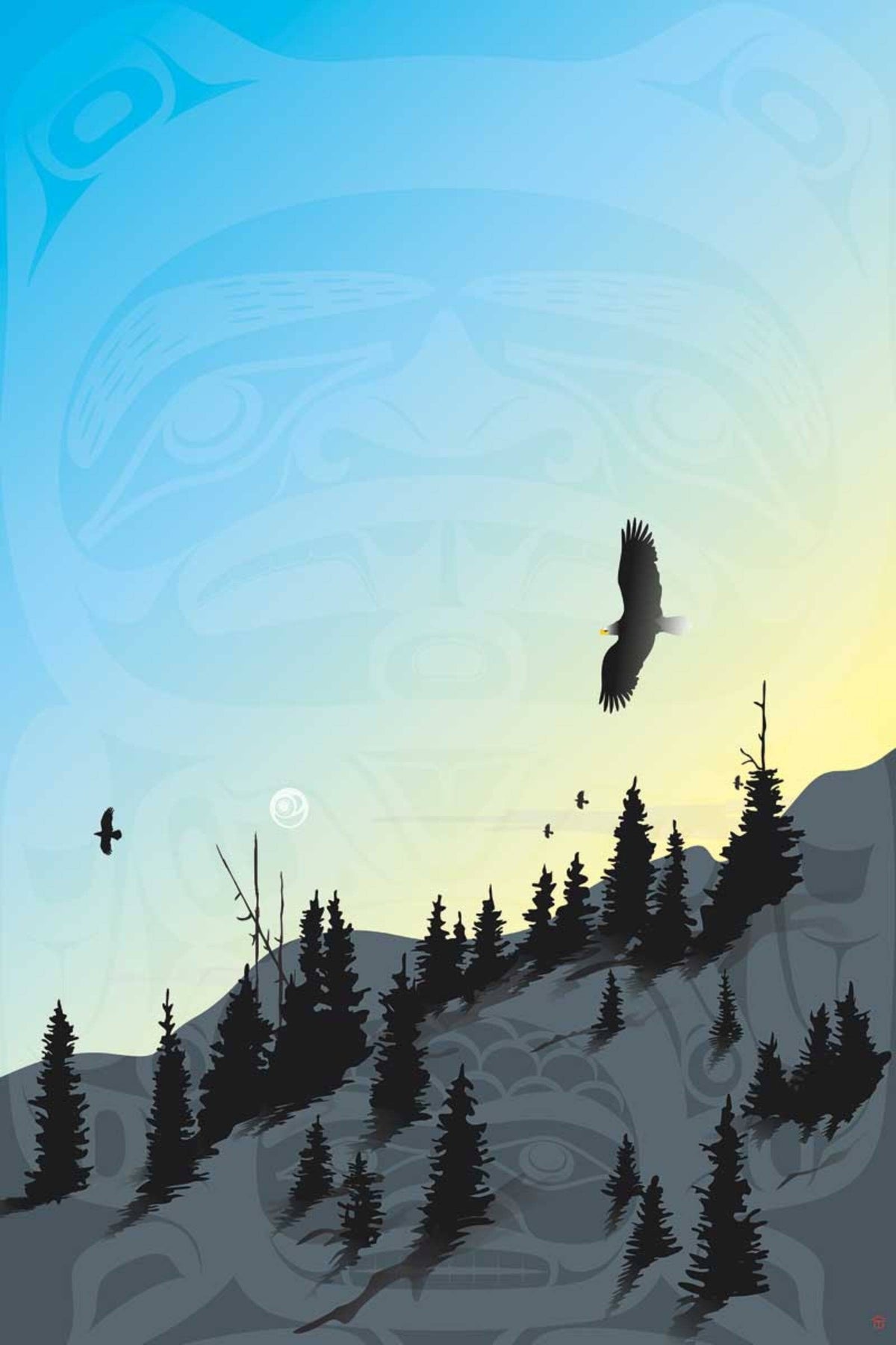 Castor spirituel par Mark Preston, estampe d'art autochtone, Premières Nations, Autochtones, Tlingit, Territoire du Yukon, œuvre encadrée