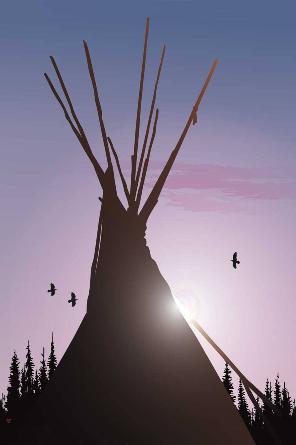 Tee Pee par Mark Preston, Estampe d'art autochtone, Premières Nations, Amérindiens, Tlingit, Territoire du Yukon, Art encadré
