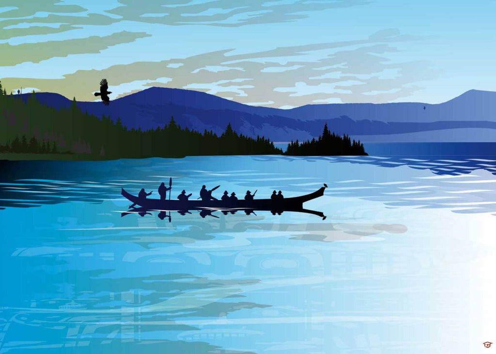 Voyage D'Été par Mark Preston, impression d'art autochtone, Premières Nations, Autochtones d'Amérique, Tlingit, Territoire du Yukon, œuvre encadrée