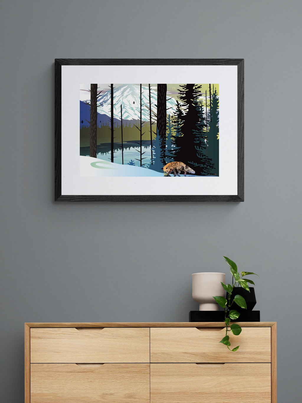 Fox Winter Mountains par Mark Preston, impression d'art autochtone, Premières Nations, Amérindiens, Tlingit, territoire du Yukon, art encadré