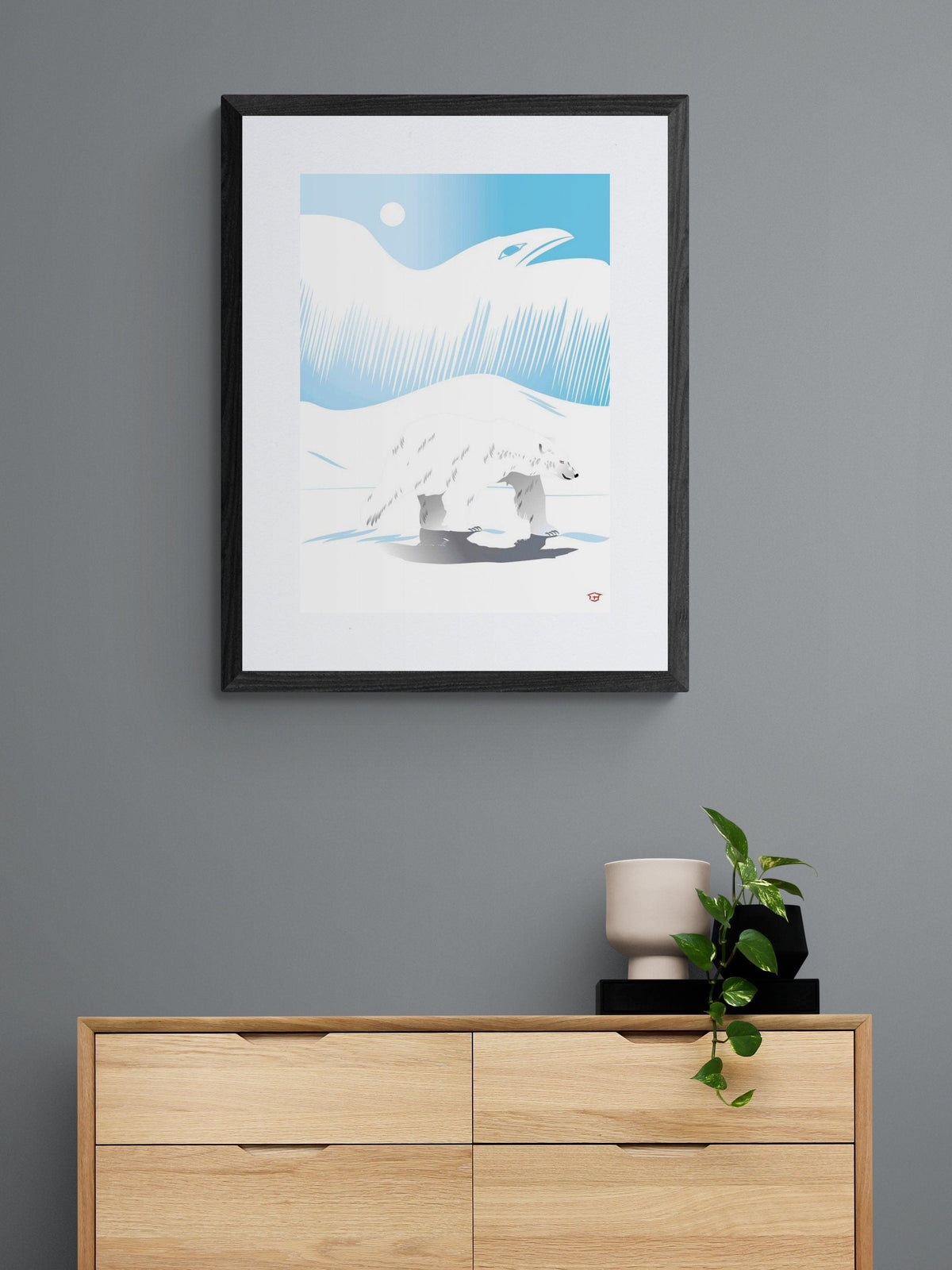 Ours polaire d'hiver par Mark Preston, impression d'art autochtone, Premières Nations, Amérindiens, Tlingit, Territoire du Yukon, art encadré