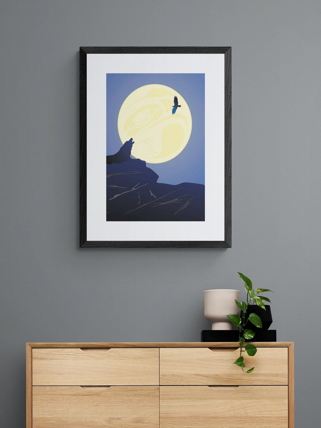 Wolf Moon By Mark Preston, Indigenous Art Print, First Nations, Native Americans, Tlingit, Yukon Territory, Framed Art