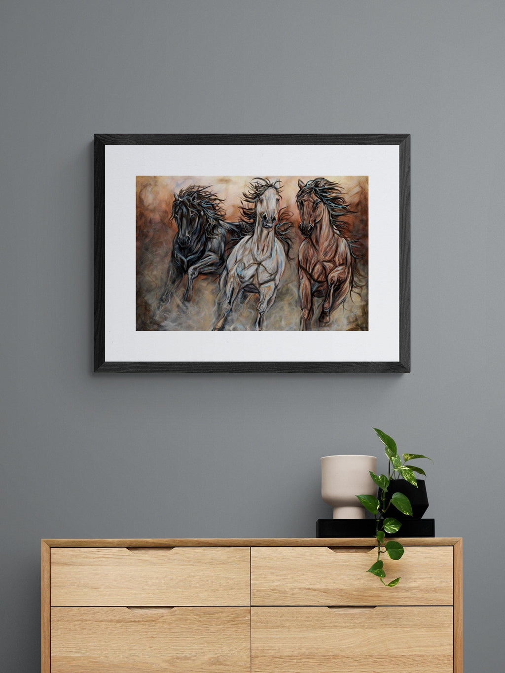 Tempête de sable par Amy Keller-Rempp, art de chevaux, impression d'art autochtone, Premières Nations, décor amérindien, Métis, art encadré