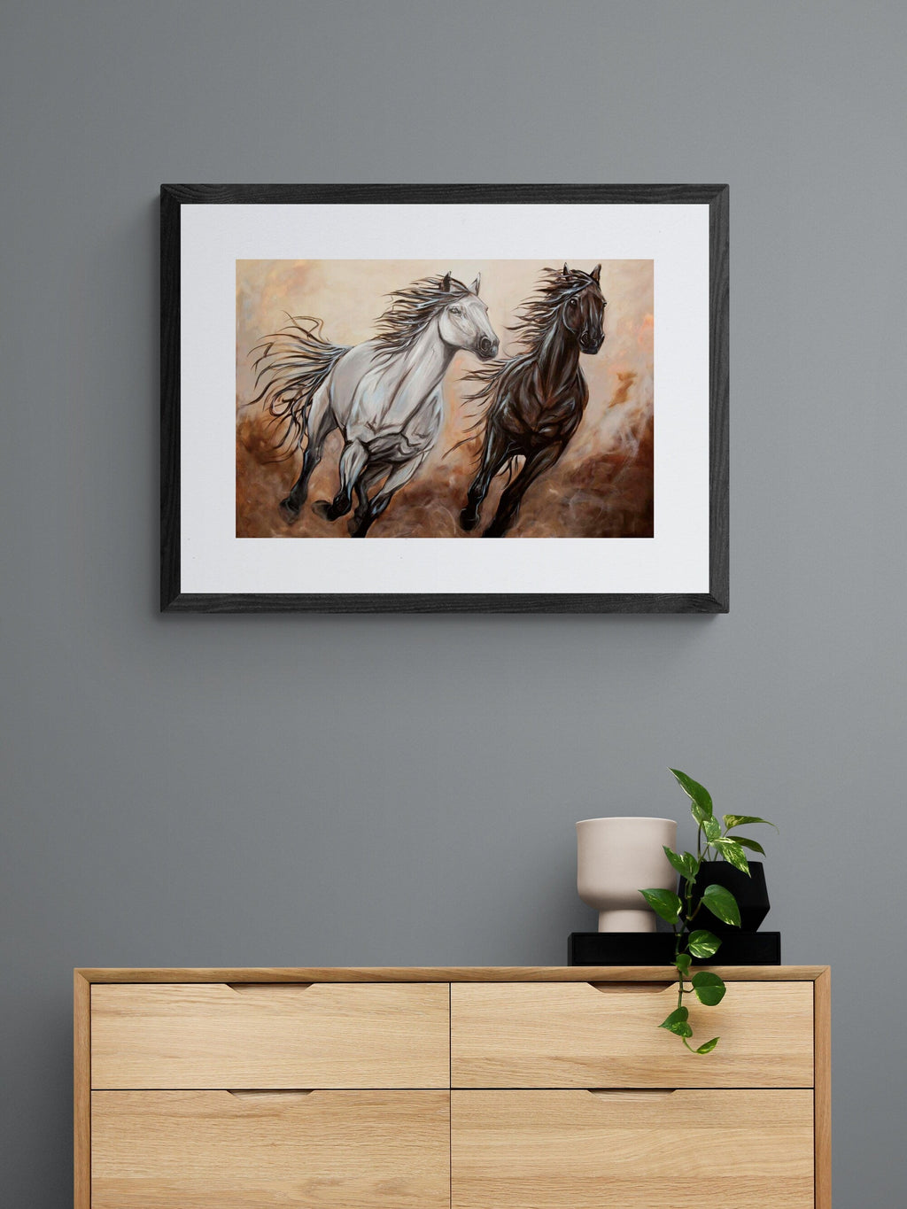 Liberté par Amy Keller-Rempp, art de chevaux, gravure d'art autochtone, Premières Nations, décor amérindien, Métis, art encadré