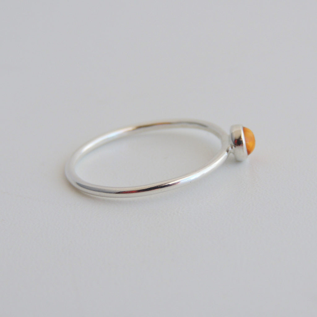 Citrine Stacking Ring Sterling Silver 4mm Bezel Set Stone