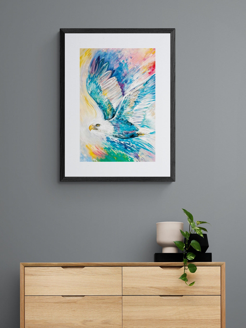 Aigle Aux Mille Couleurs par Carla Joseph, estampe d'art autochtone, Premières Nations, Autochtones d'Amérique, Cris, Métis, art encadré
