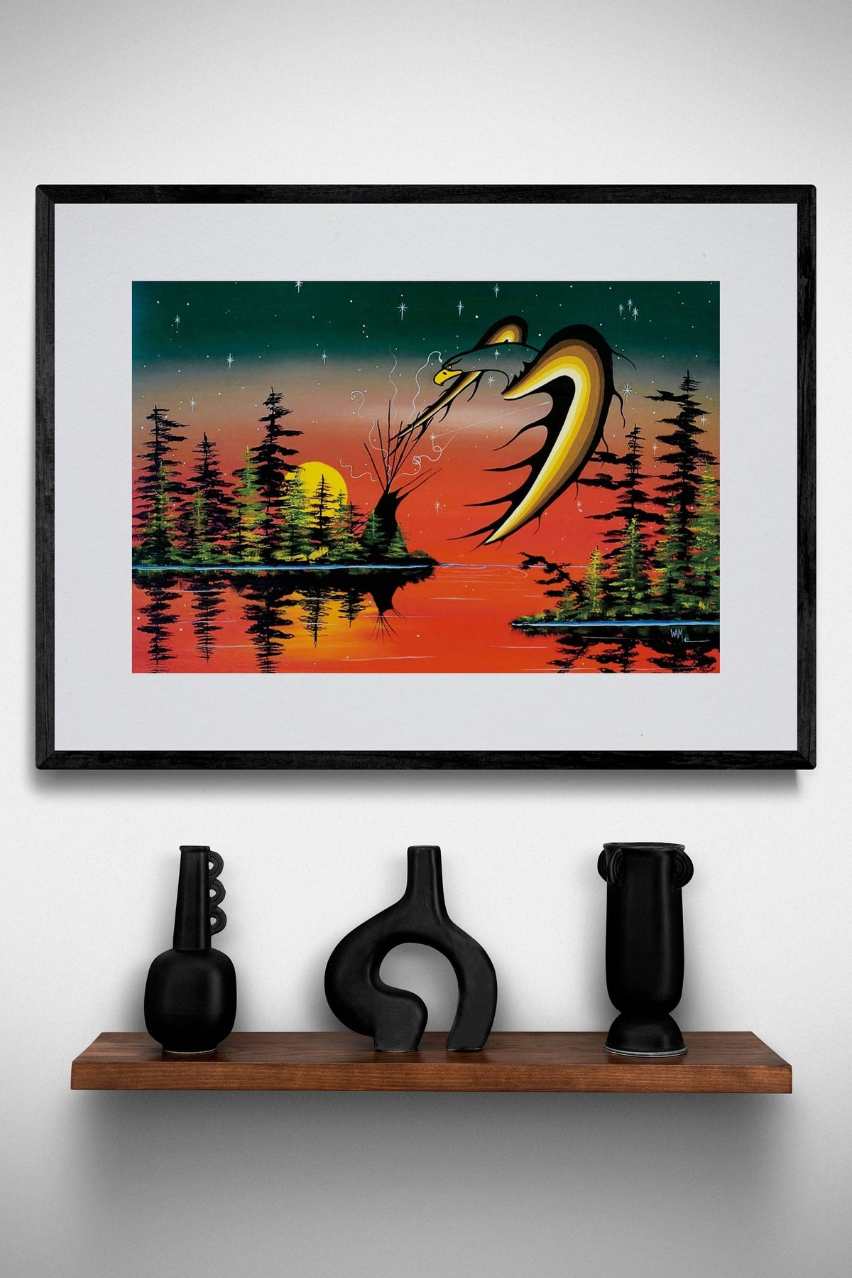 Tente de médecine par William Monague, estampe d'art autochtone, Premières Nations, Ojibwé, décor amérindien, art encadré