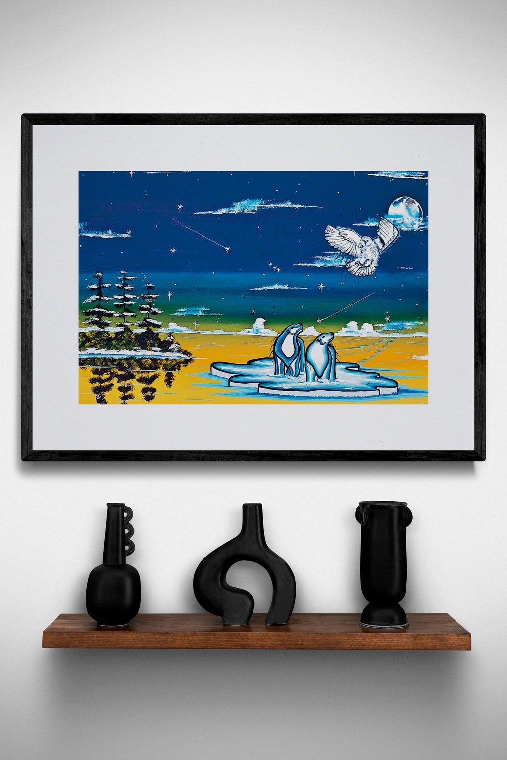 Esprits du Nord par William Monague, gravure d'art autochtone, Premières Nations, Ojibway, décor amérindien, art encadré