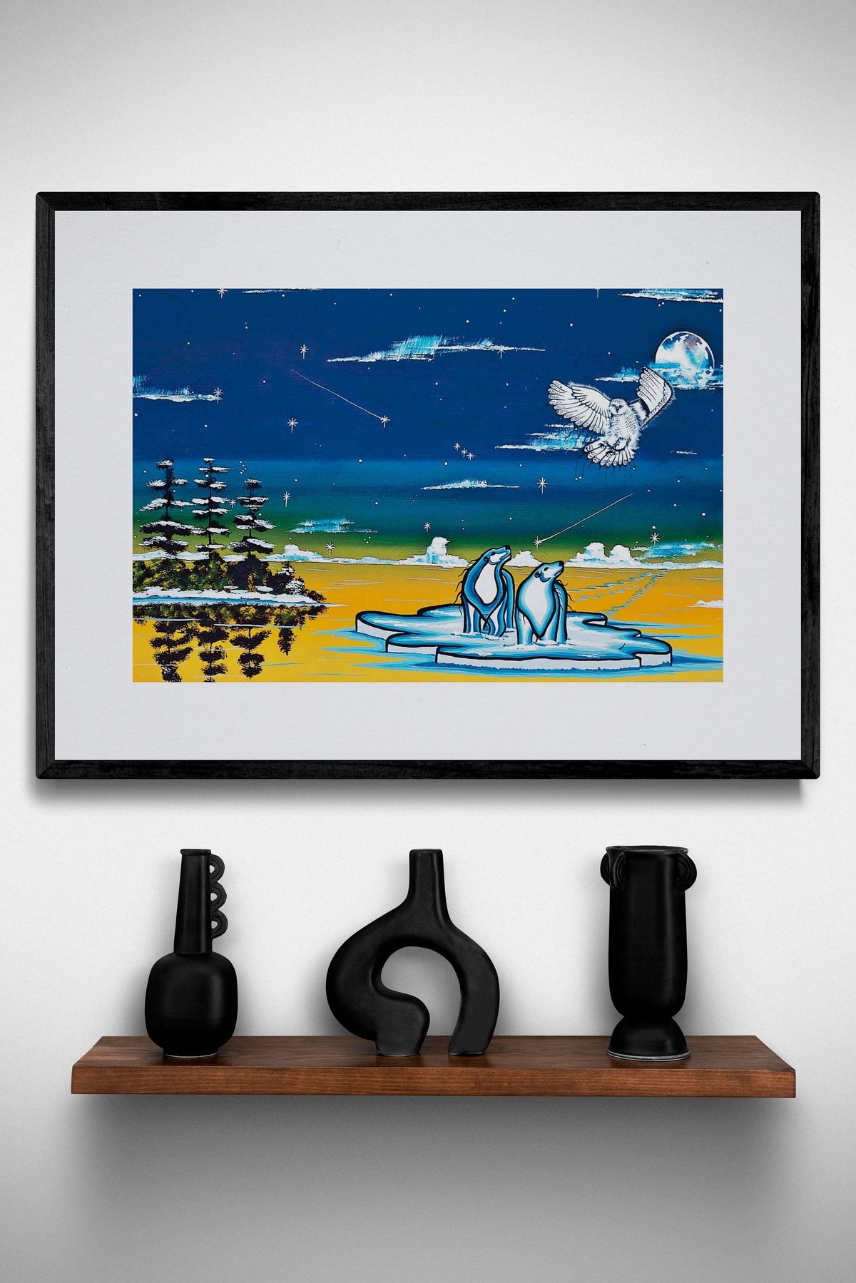 Esprits du Nord par William Monague, gravure d'art autochtone, Premières Nations, Ojibway, décor amérindien, art encadré
