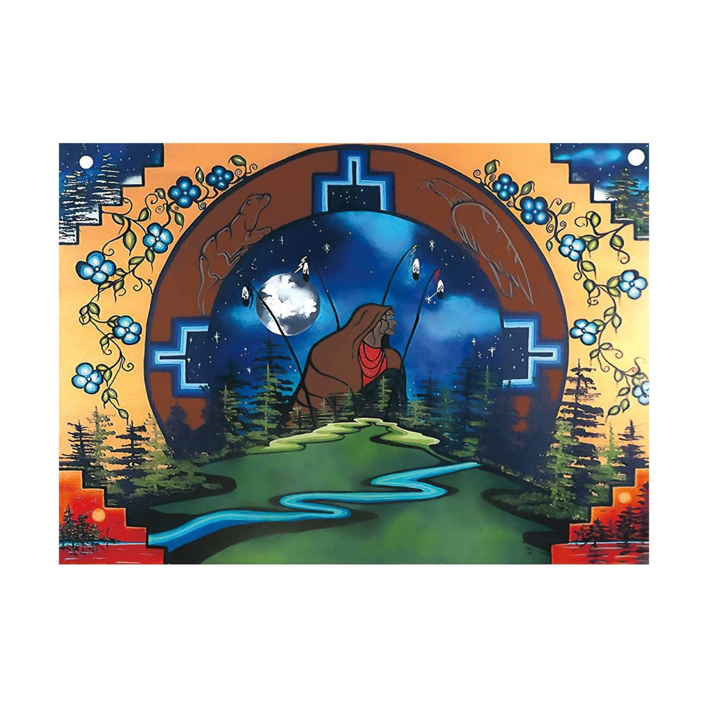 Marcher en harmonie avec la Terre mère par William Monague, gravure d'art autochtone, Premières Nations, Ojibway, décor amérindien, encadré