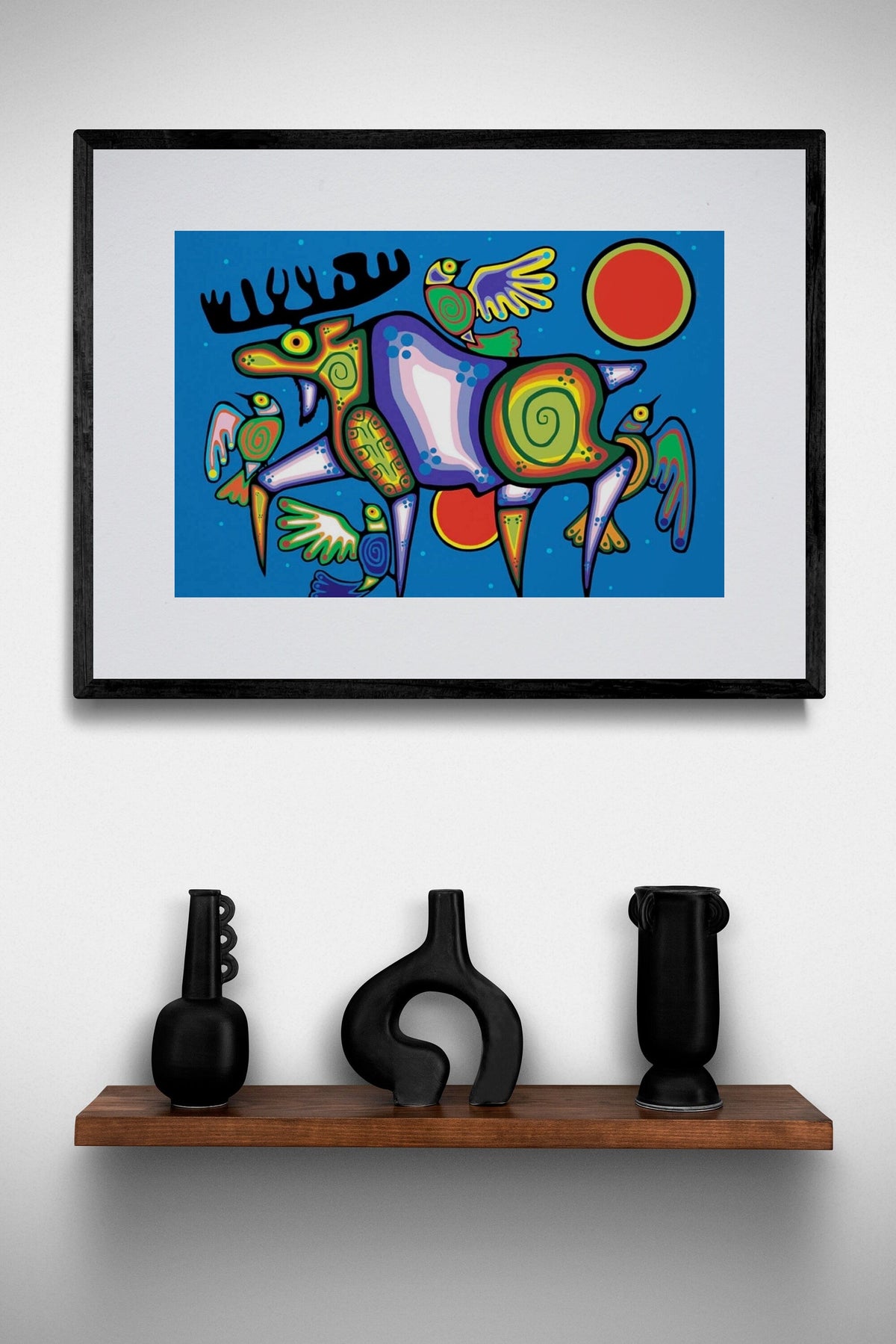 Spirit Moose par Jim Oskineegish, gravure d'art autochtone, Premières Nations, culture anishinabée, décor amérindien