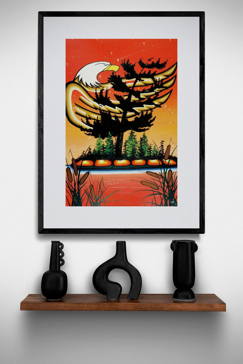 Turtle Island par William Monague, gravure d'art autochtone, Premières Nations, Ojibway, décor amérindien, art encadré