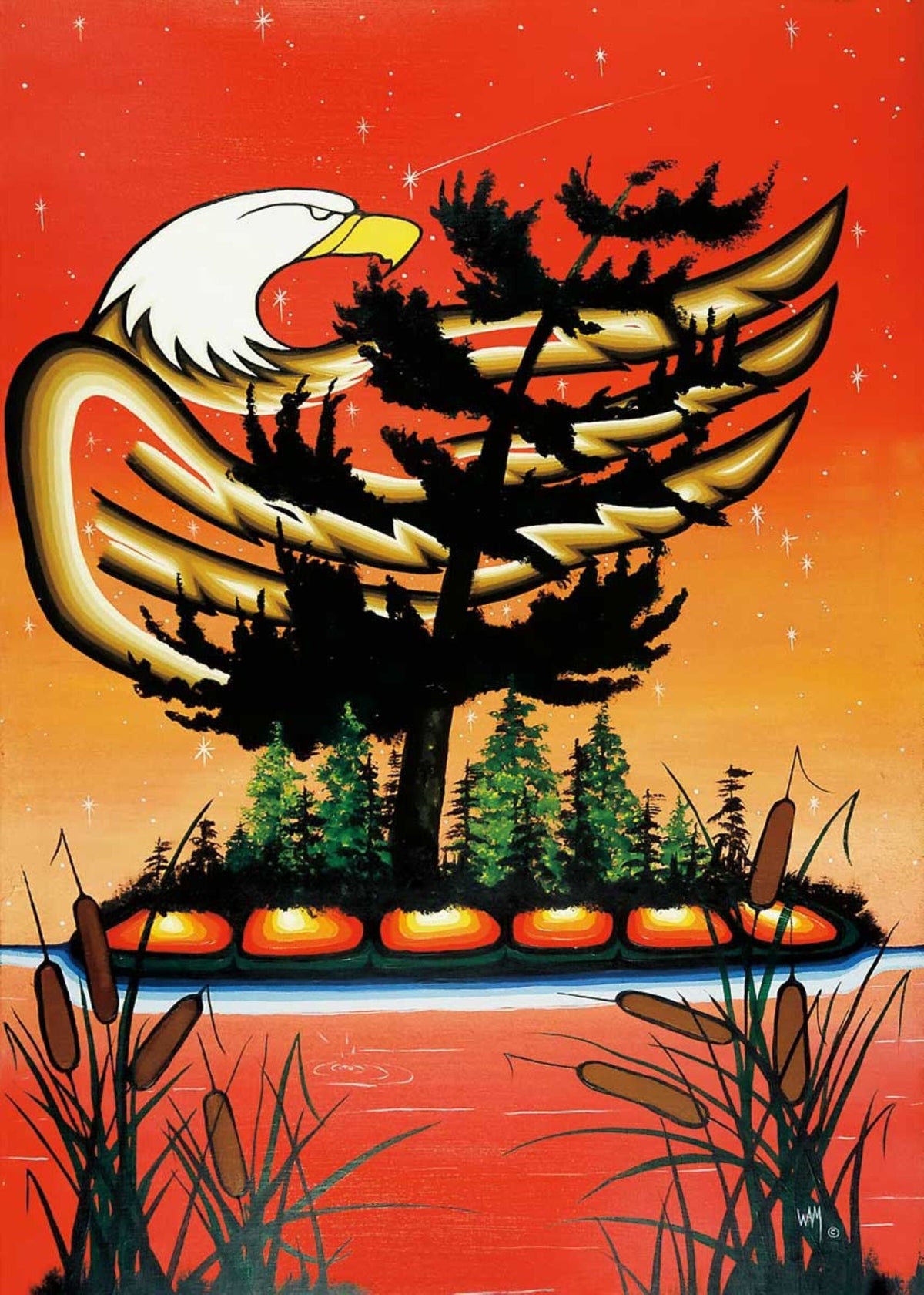 Turtle Island par William Monague, gravure d'art autochtone, Premières Nations, Ojibway, décor amérindien, art encadré