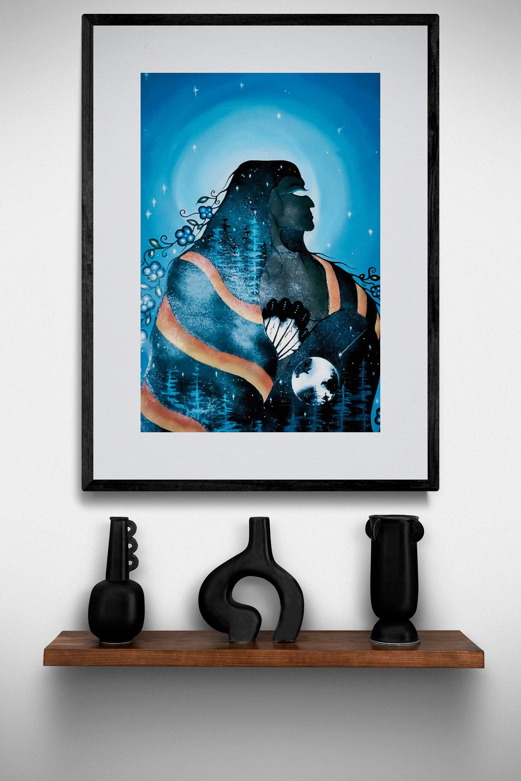 Femme du printemps par William Monague, gravure d'art autochtone, Premières Nations, Ojibway, décor amérindien, art encadré