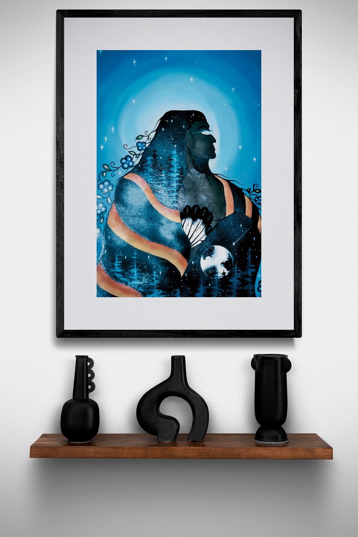 Femme du printemps par William Monague, gravure d'art autochtone, Premières Nations, Ojibway, décor amérindien, art encadré