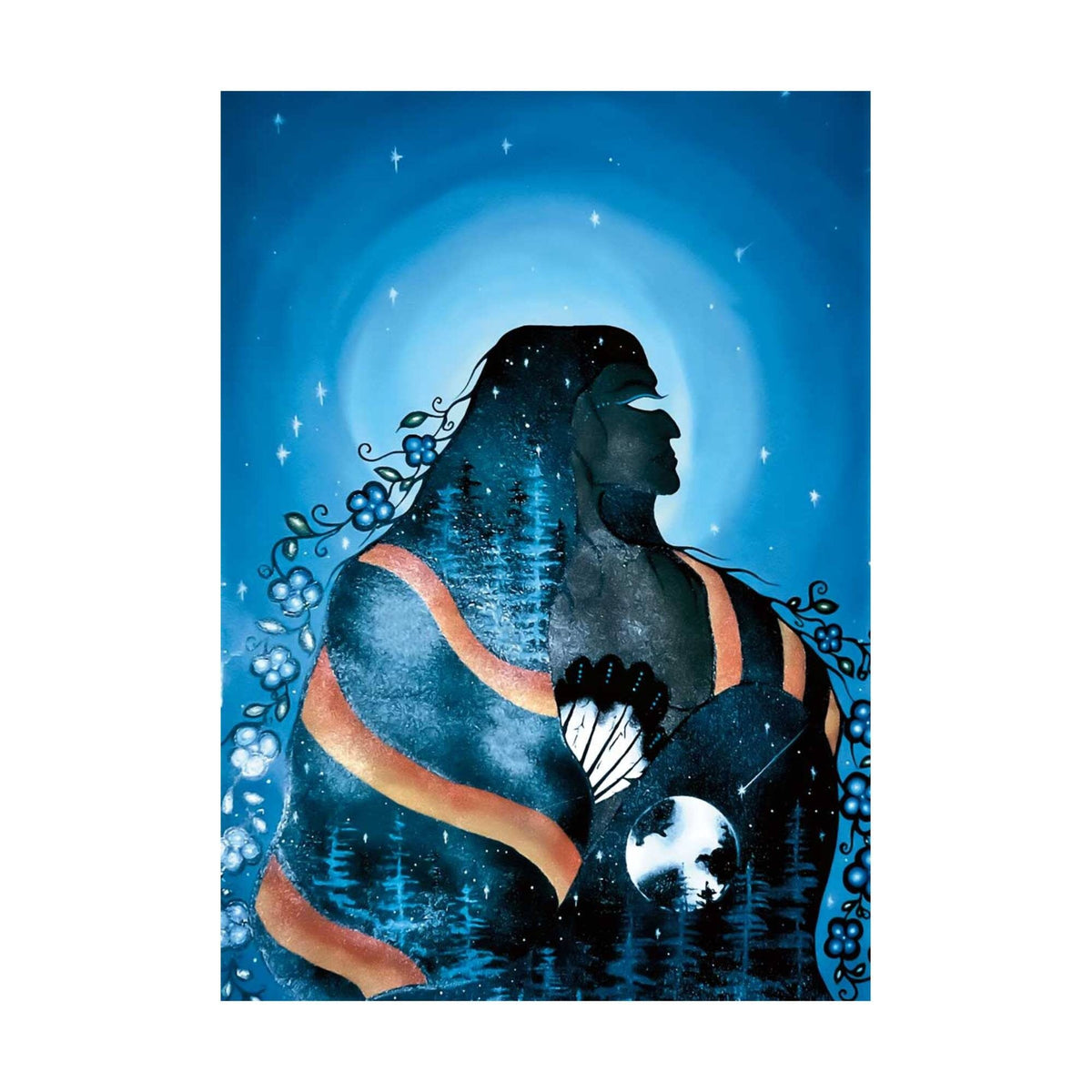 Femme du printemps par William Monague, gravure d'art autochtone, Premières Nations, Ojibway, décor amérindien, art encadré