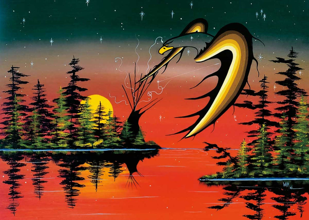 Tente de médecine par William Monague, estampe d'art autochtone, Premières Nations, Ojibwé, décor amérindien, art encadré