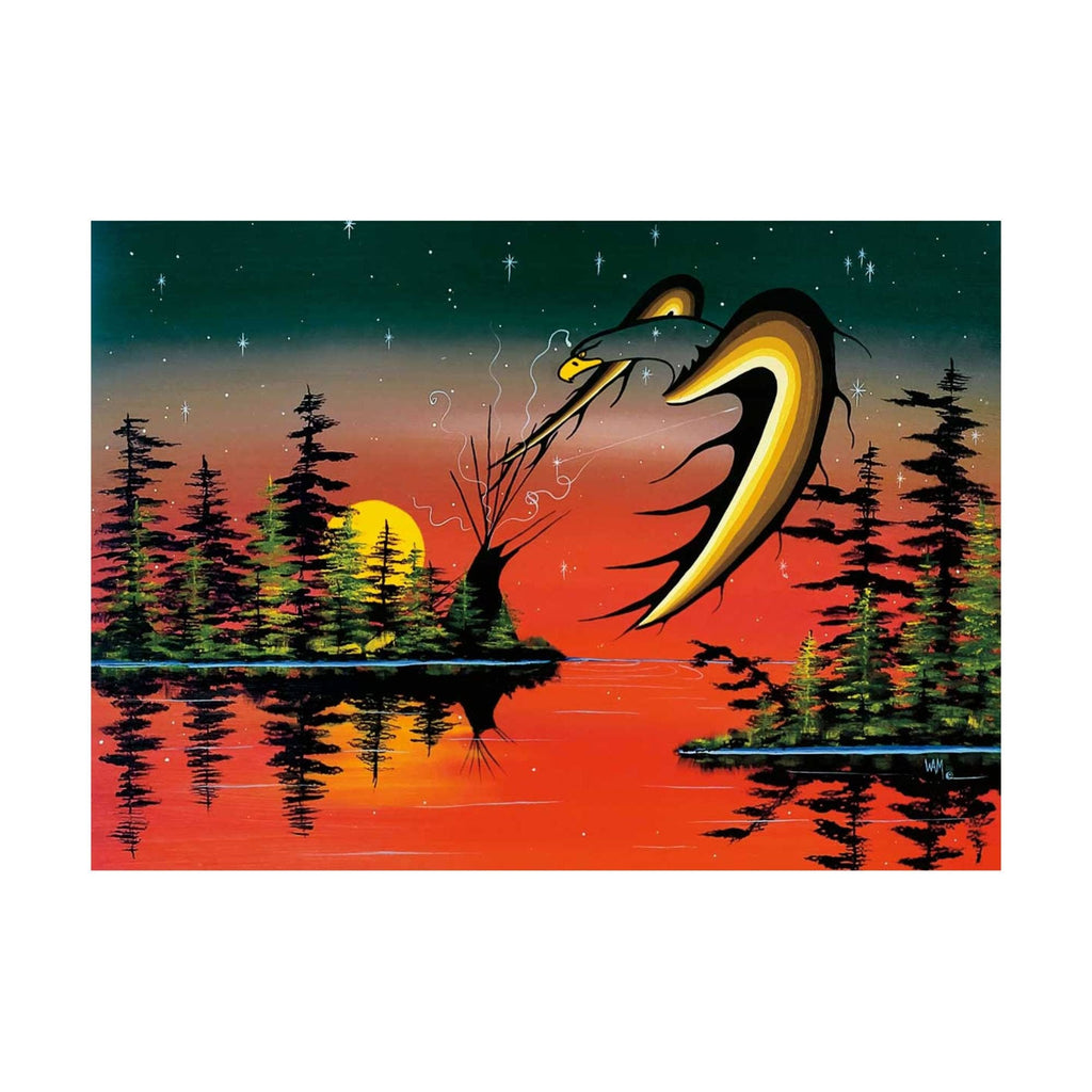Tente de médecine par William Monague, estampe d'art autochtone, Premières Nations, Ojibwé, décor amérindien, art encadré
