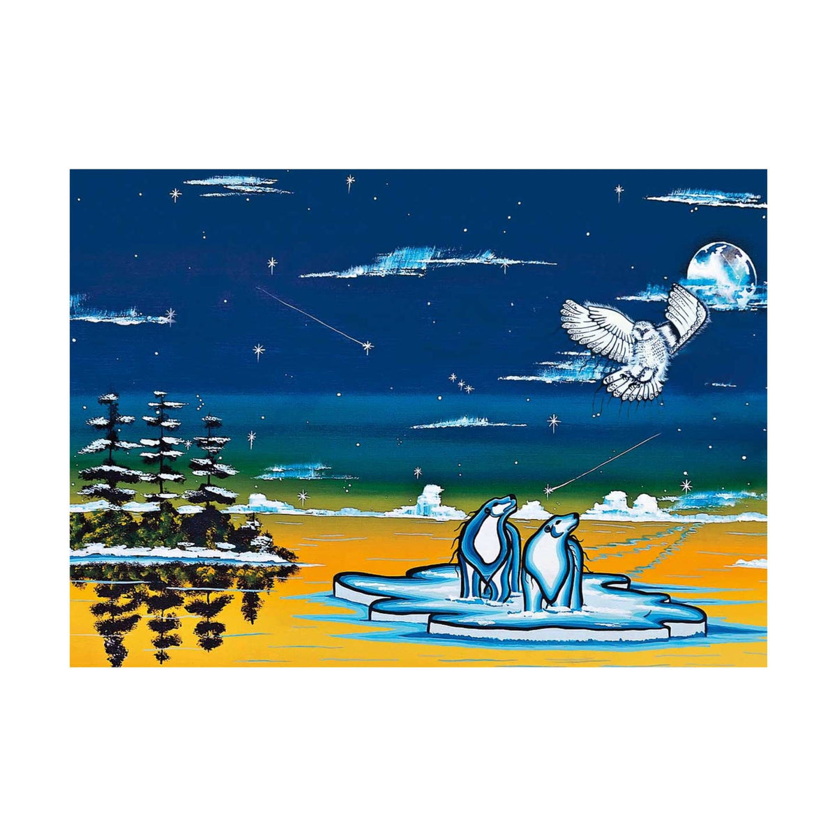Esprits du Nord par William Monague, gravure d'art autochtone, Premières Nations, Ojibway, décor amérindien, art encadré