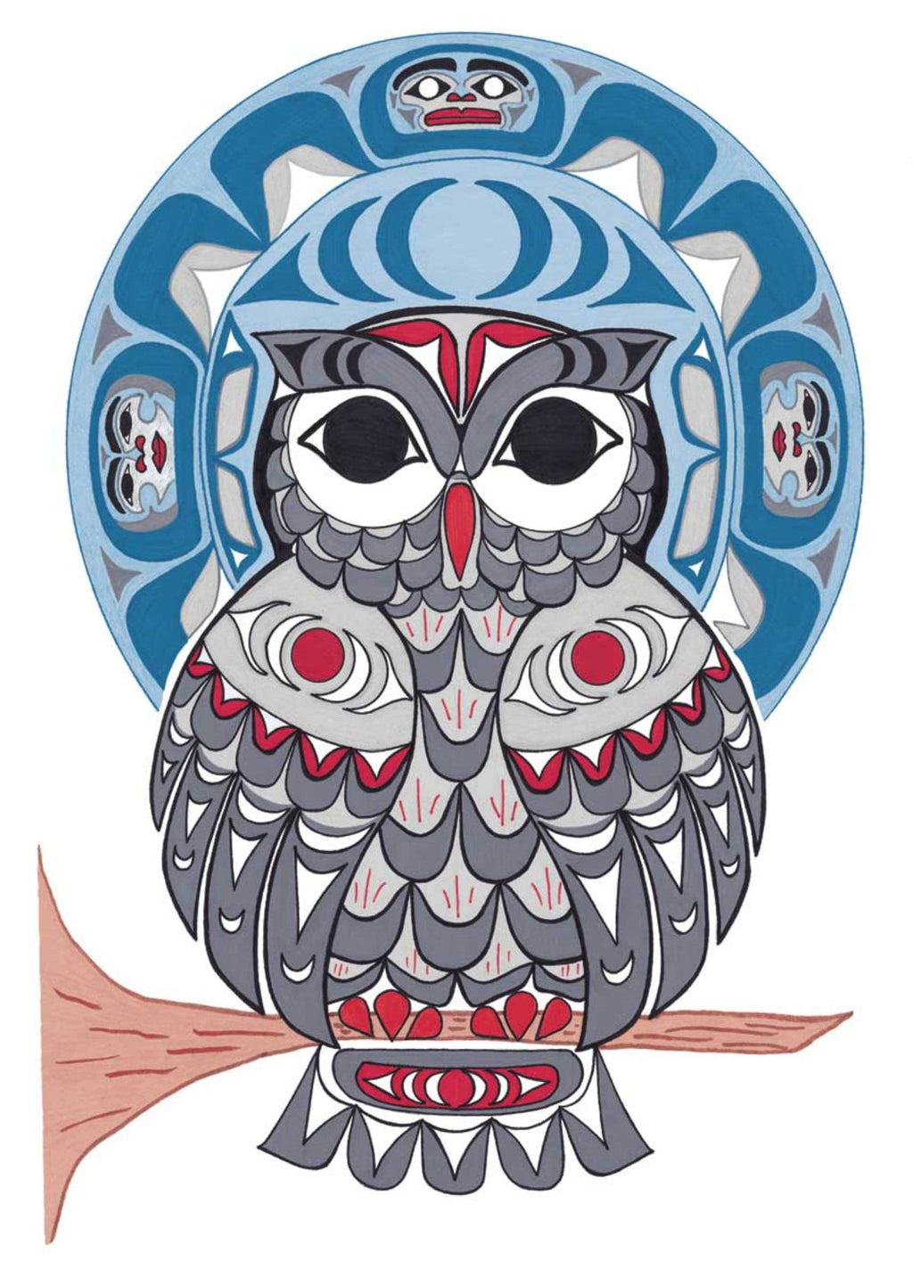 Hibou par Angela Kimble, estampe d'art autochtone, Premières Nations, décor amérindien