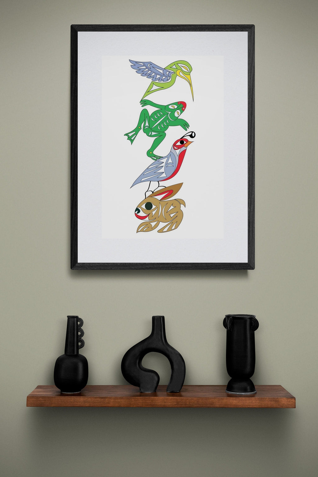 Élan printanier par Doug LaFortune, estampe d'art autochtone, Premières Nations, décor amérindien, estampe animalière