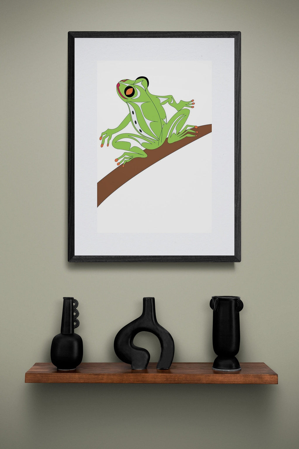 Wukus chanteurs par Doug LaFortune, estampe d'art autochtone, Premières Nations, décor amérindien, estampe animalière de grenouille