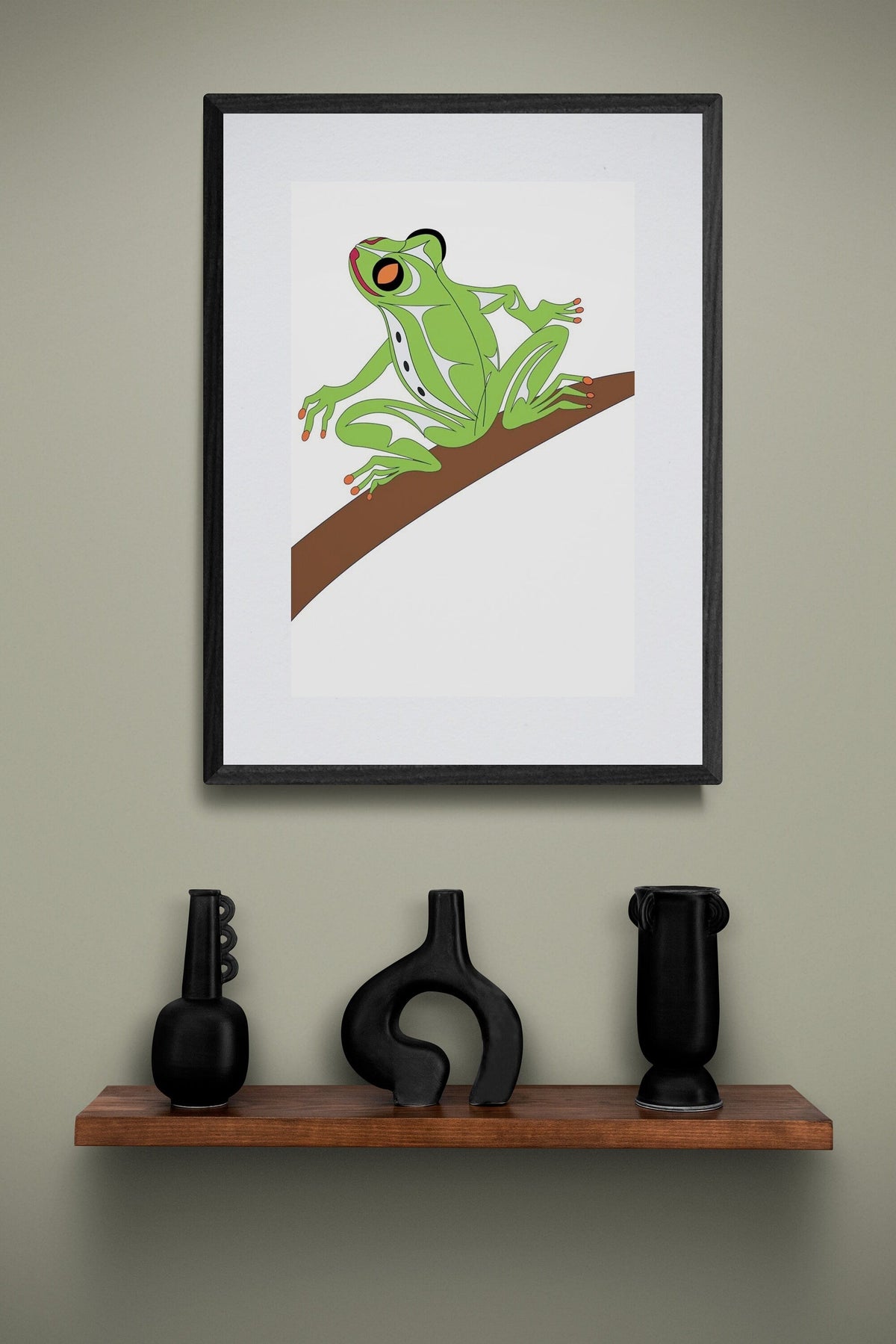 Wukus chanteurs par Doug LaFortune, estampe d'art autochtone, Premières Nations, décor amérindien, estampe animalière de grenouille