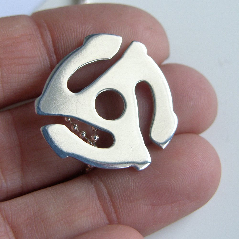 45 rpm Adapter Sterling Silver Necklace Retro 70's Necklace