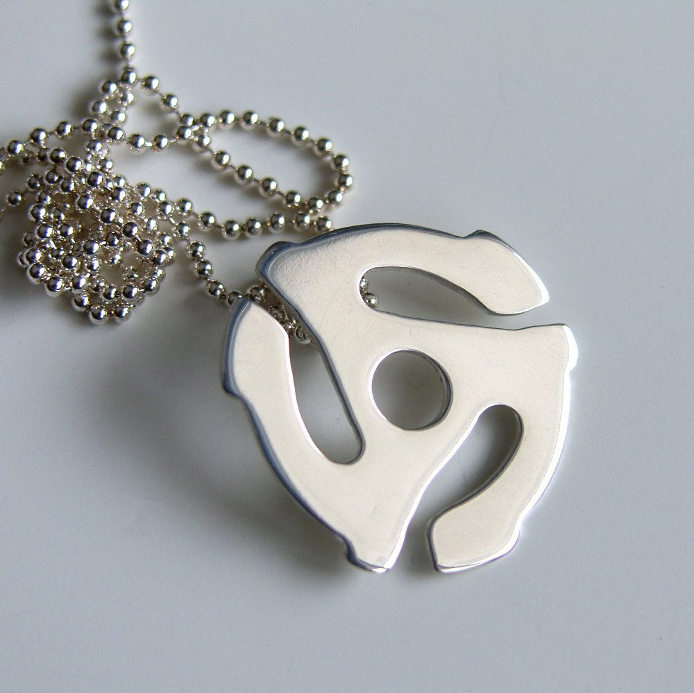 45 rpm Adapter Sterling Silver Necklace Retro 70's Necklace