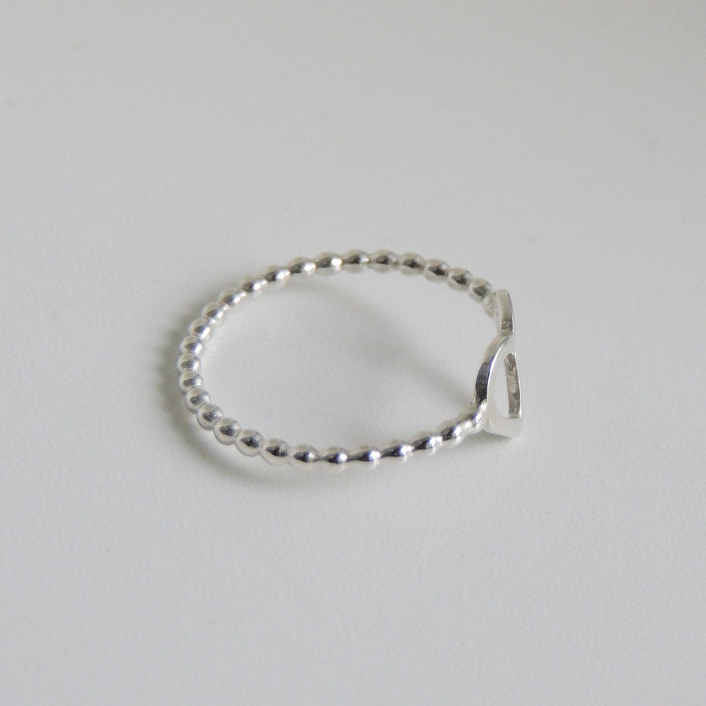 Sterling Silver Open Heart Ring Beaded Band