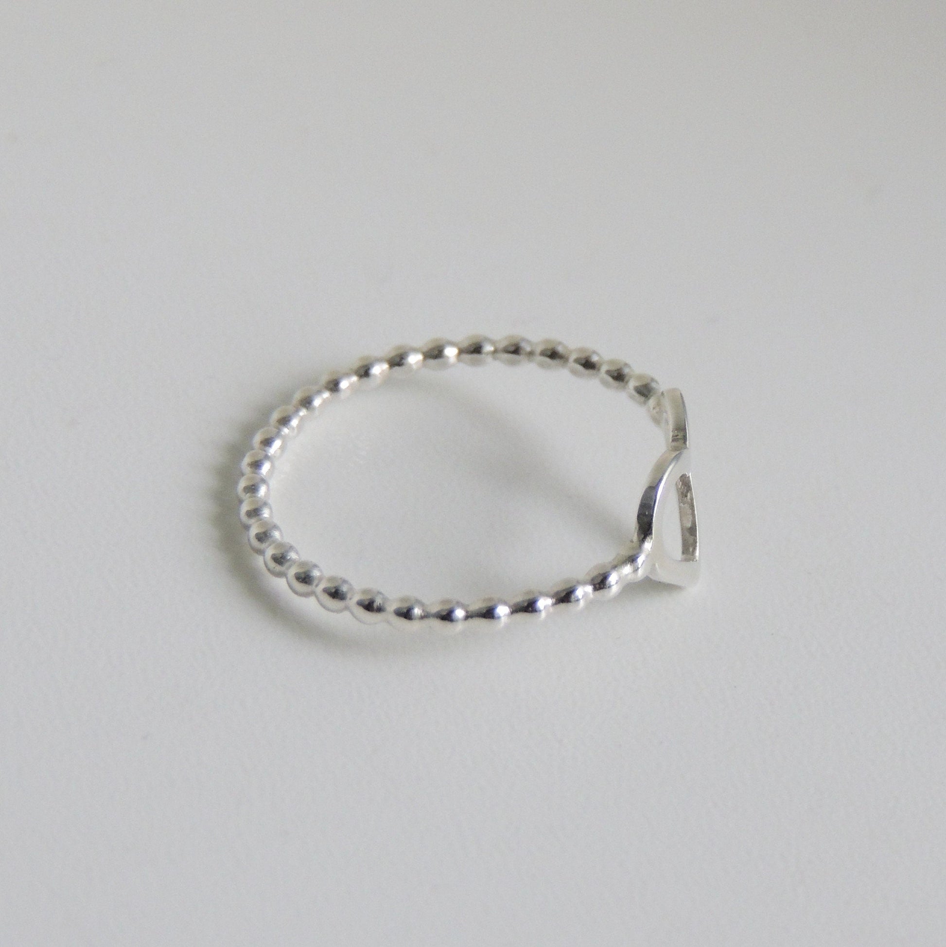 Sterling Silver Open Heart Ring Beaded Band