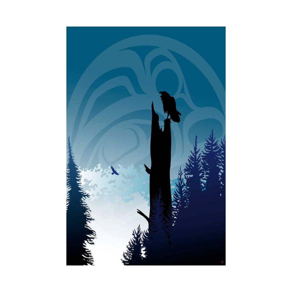Raven's Lookout par Mark Preston, gravure d'art autochtone, Premières Nations, Autochtones, Tlingit, territoire du Yukon, art encadré