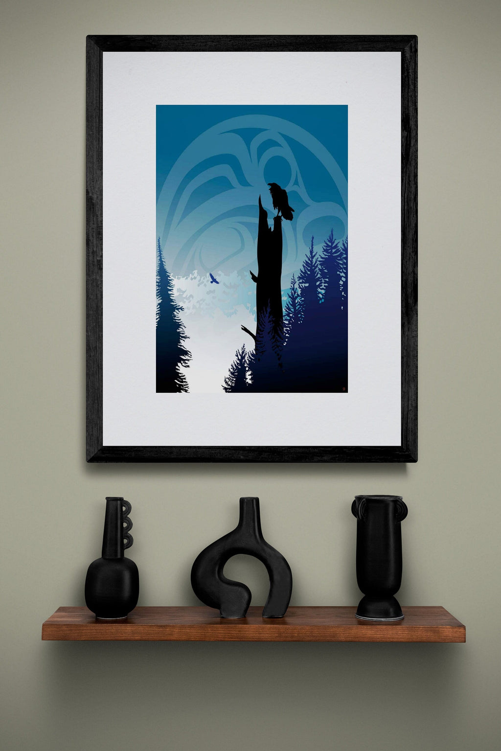 Raven's Lookout par Mark Preston, gravure d'art autochtone, Premières Nations, Autochtones, Tlingit, territoire du Yukon, art encadré