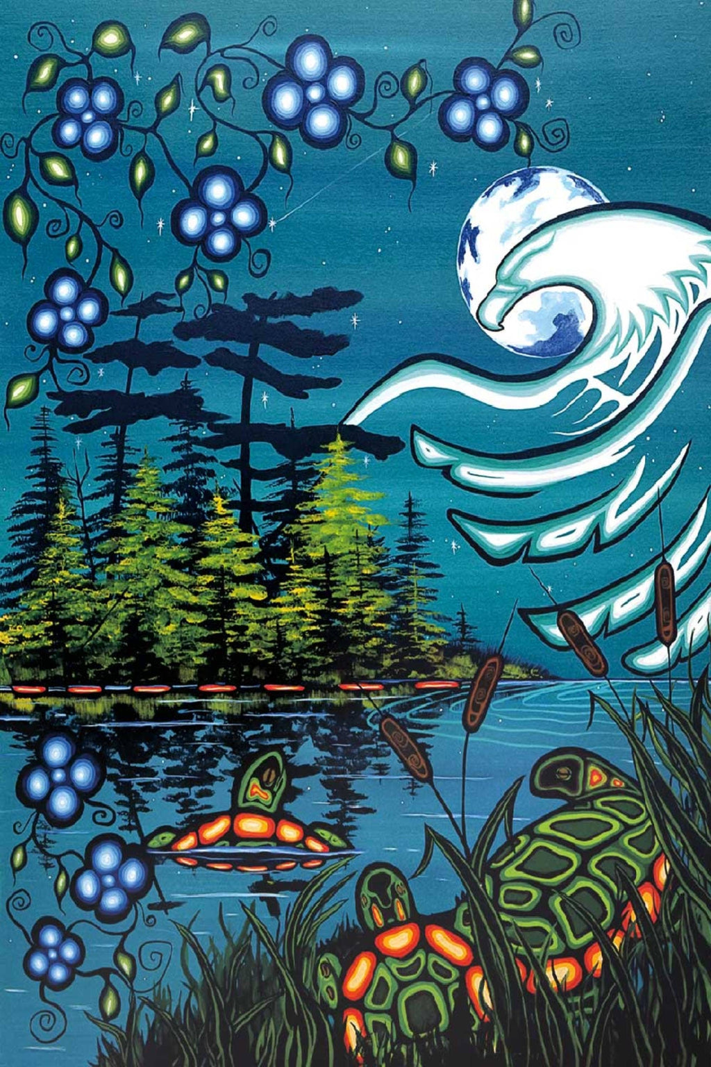 Tranquillité par William Monague, impression d'art autochtone, Premières Nations, Ojibwé, décor amérindien, œuvre encadrée