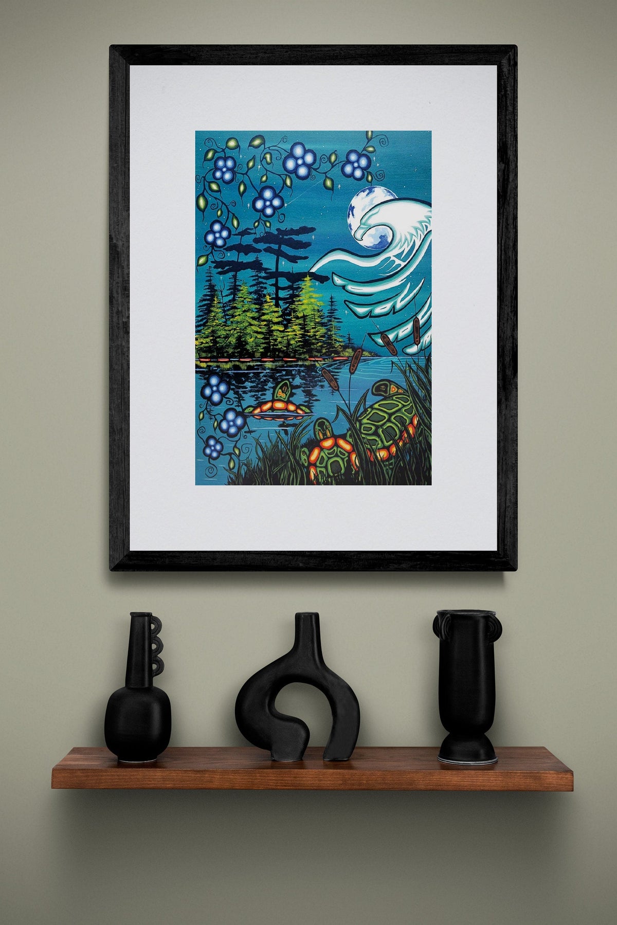 Tranquillité par William Monague, impression d'art autochtone, Premières Nations, Ojibwé, décor amérindien, œuvre encadrée