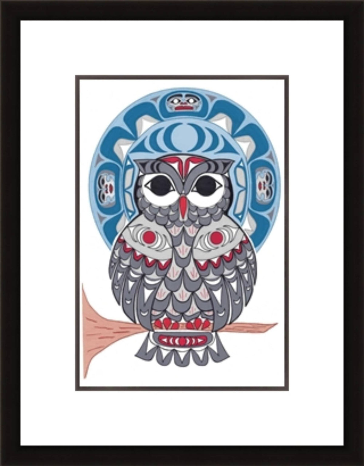 Hibou par Angela Kimble, estampe d'art autochtone, Premières Nations, décor amérindien