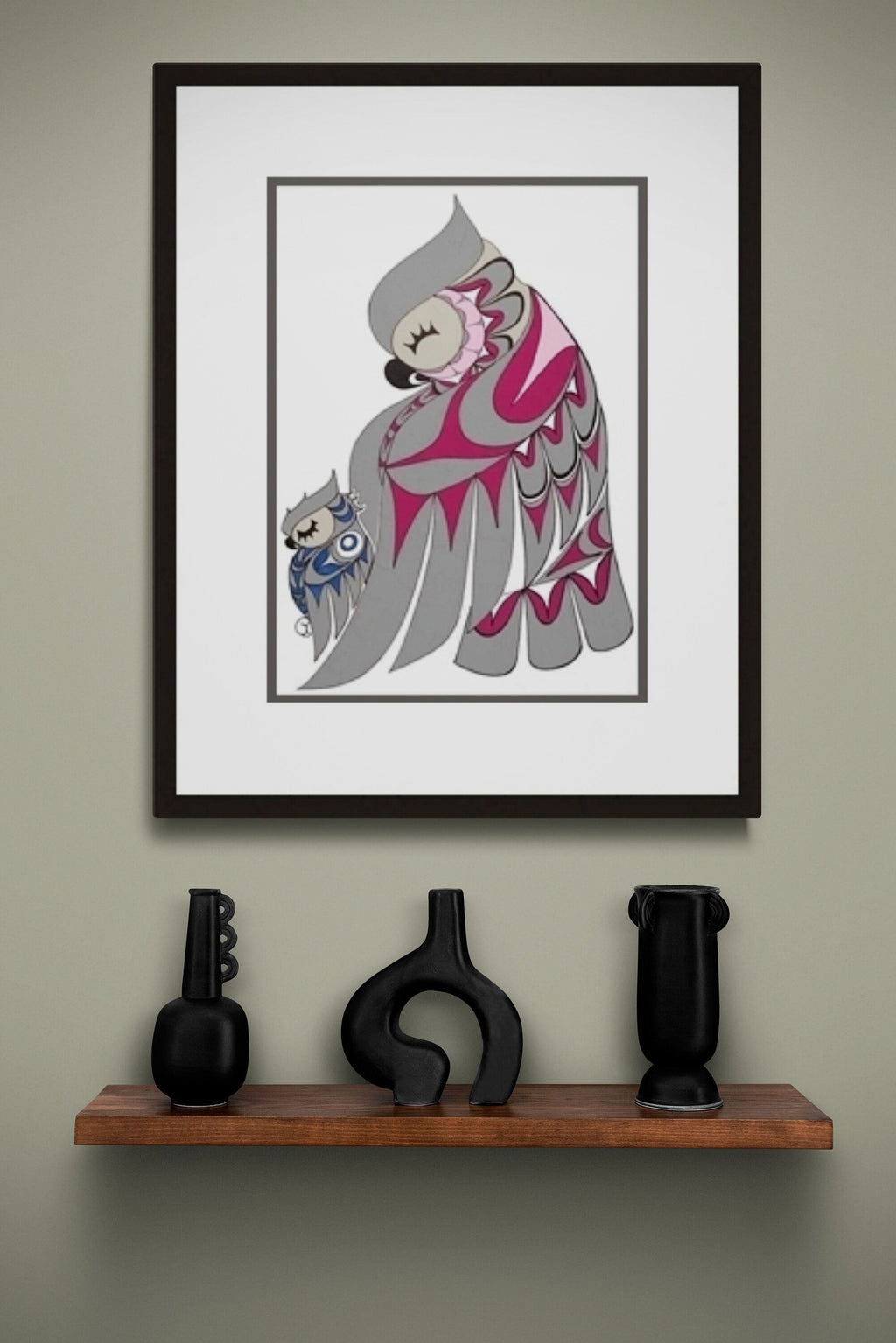 Mère et bébé par Angela Kimble, impression d'art autochtone, Premières Nations, décor amérindien